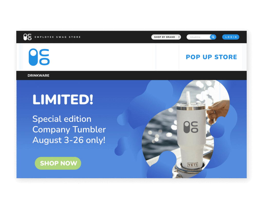 Incentive store with premium recognition drinkware