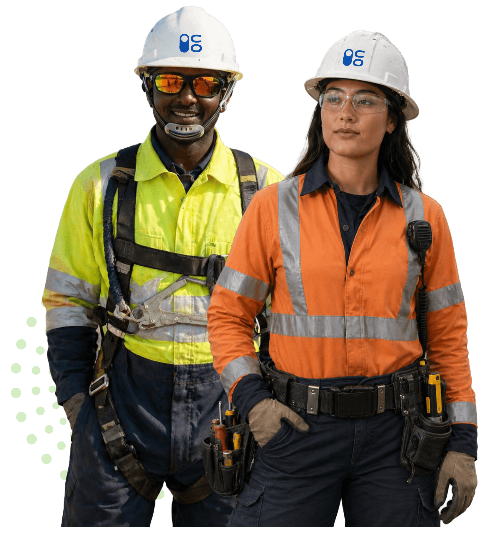 Energy and utility crew in branded FR uniforms and safety gear