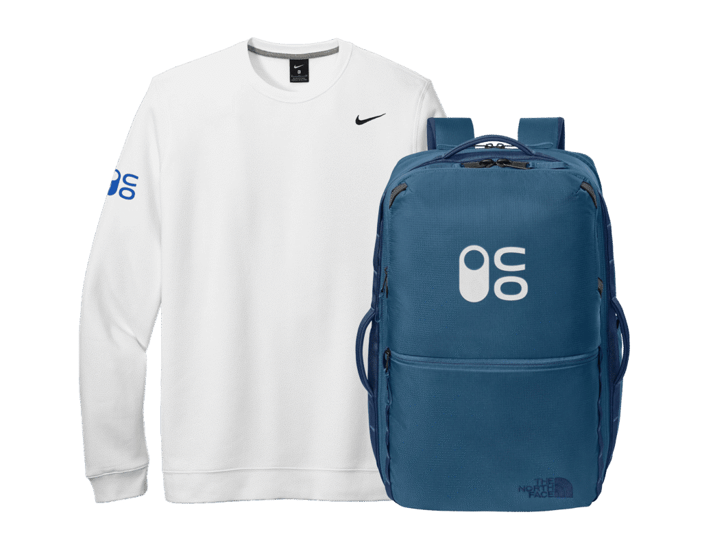 Company store with branded apparel and merchandise