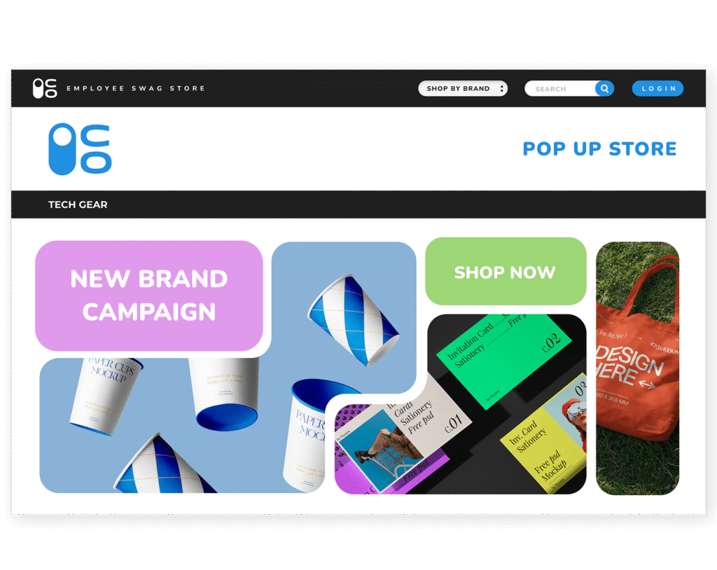 Pop-up store with promotional giveaways for events