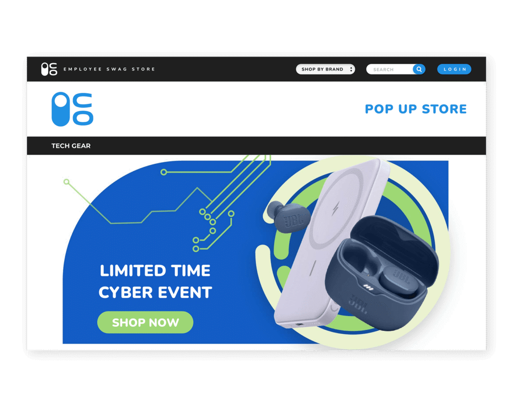 Incentive store with premium branded tech gifts